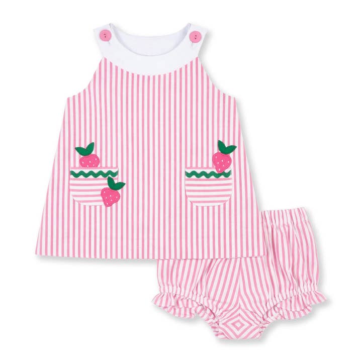 Seersucker Dress & Bloomer With Strawberries for wholesale by Florence Eiseman