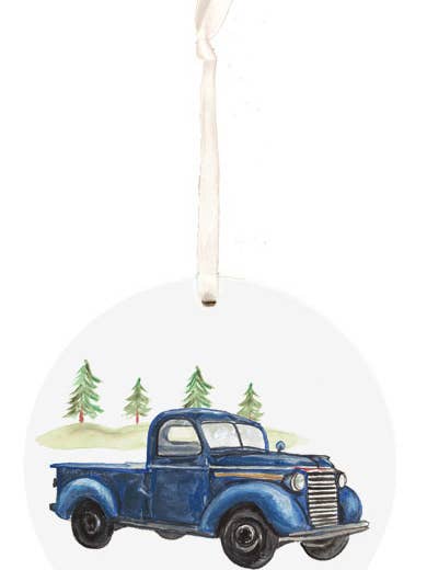 Blue truck ornament, classic car, Christmas decoration for wholesale by Faith and Franklin