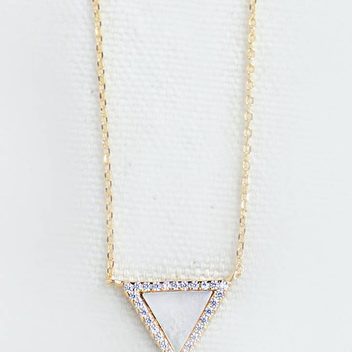 FELIX Z DESIGNS - Wholesale Pendant/Charm Necklace - 925 Silver Mother of Pearl Triangle Necklace
