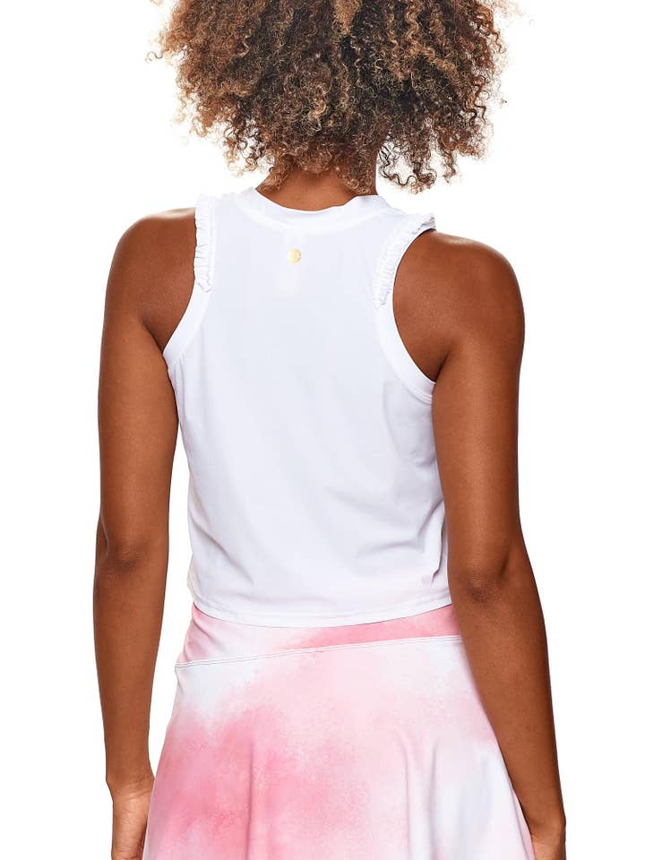 Bobbe active - Wholesale Athletic Top - Women's - Ruffle Tank Top White