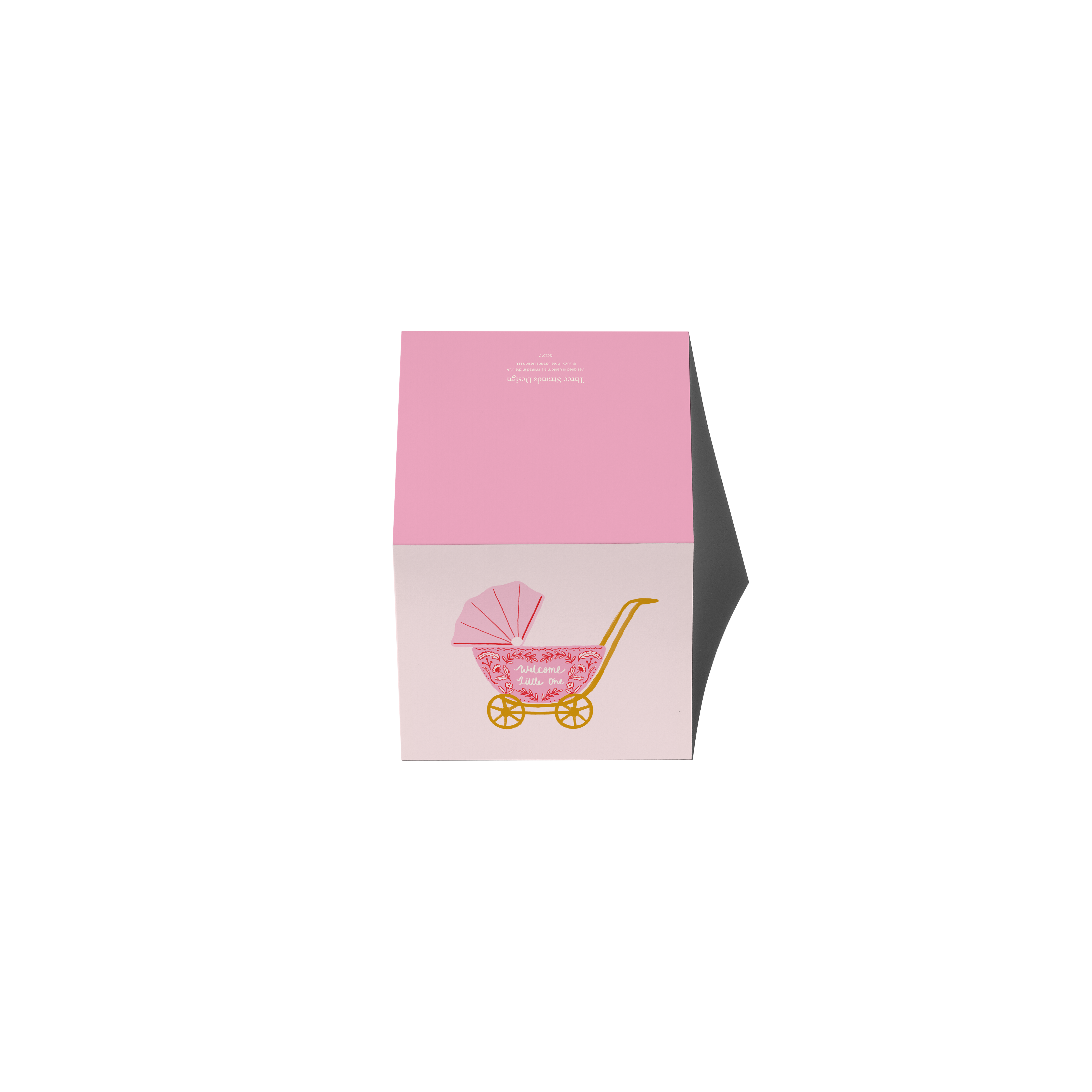 Three Strands Design – wholesale Baby card – Welcome Little One Baby Carriage Greeting Card1