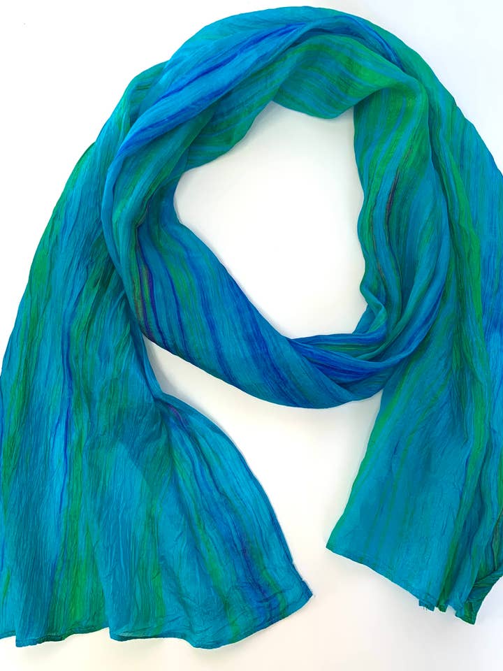 SC5100 #373 WATERCOLOR SKINNY SCARF | TURQUIOSE & PURPLE for wholesale by LUA