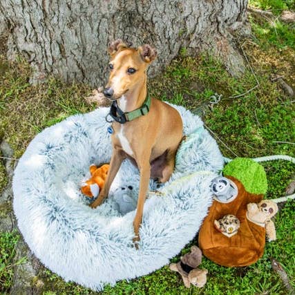 Glow Pups – wholesale Pet bed – Dog – Calming Faux Fur Dog Bed with Memory Foam Bolster3