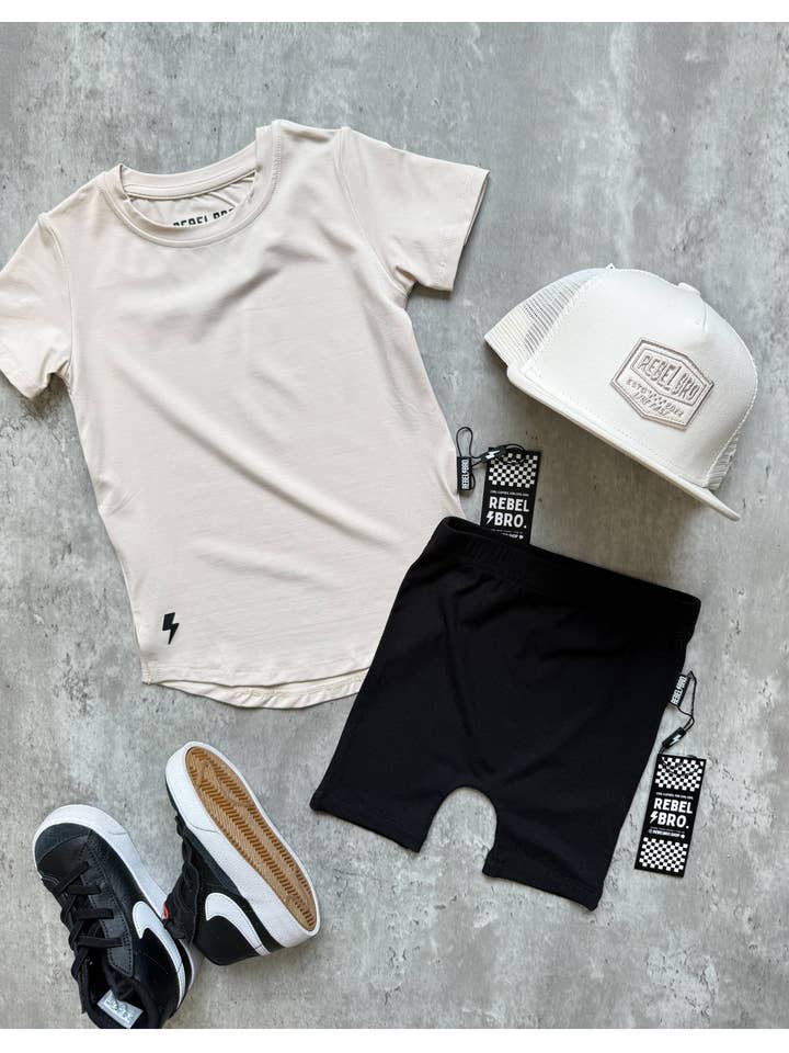 Rebel Bro - Wholesale Shorts - Kids - Bamboo Biker Shorts in Black2