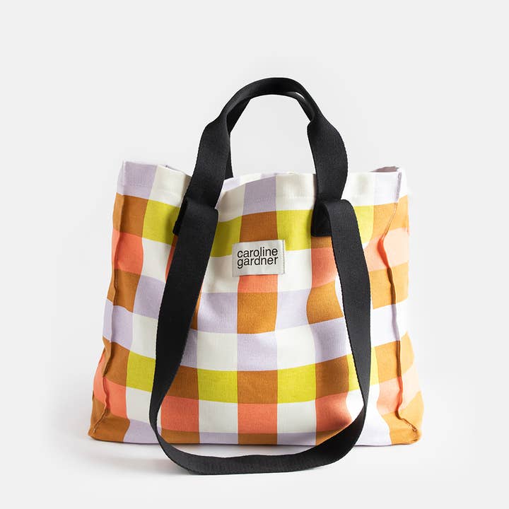 Multi Check Double Handle Tote Bag for wholesale by Caroline Gardner