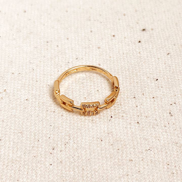 GoldFi - Wholesale Multi-Stone Ring - 18k Gold Filled Chain Link CZ Ring