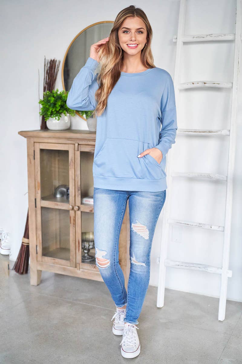 You & Me – wholesale Sweatshirt - Dam – PPT2063-LÅNGÄRMAD FRANSK FROTTÉ TOPP MED KÄNGURUFICKA12