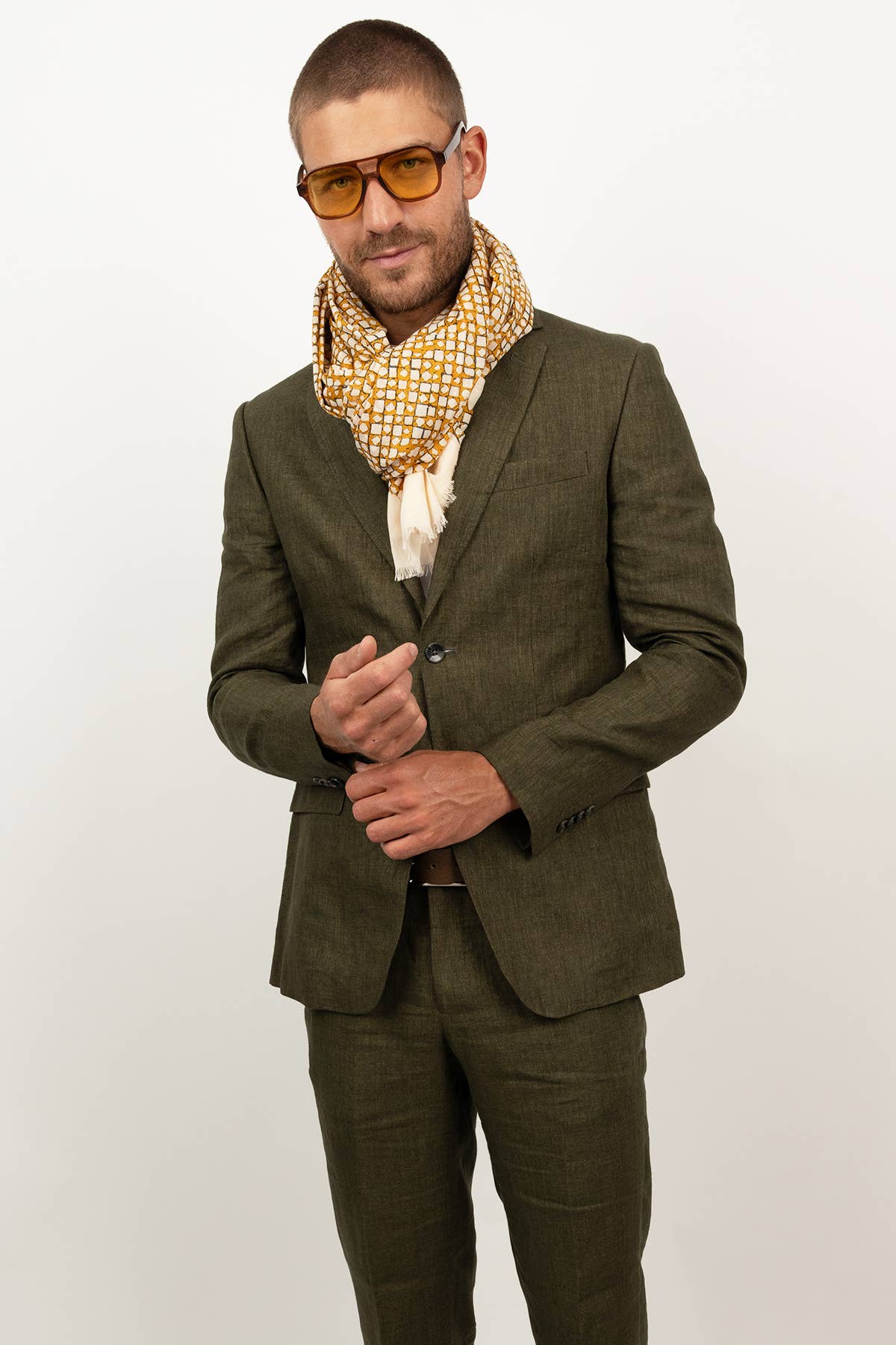 MONSIEUR CHARLI – Engroshandel Tørklæde - Herre – LUCIANO bomuldssjal i karryfarve