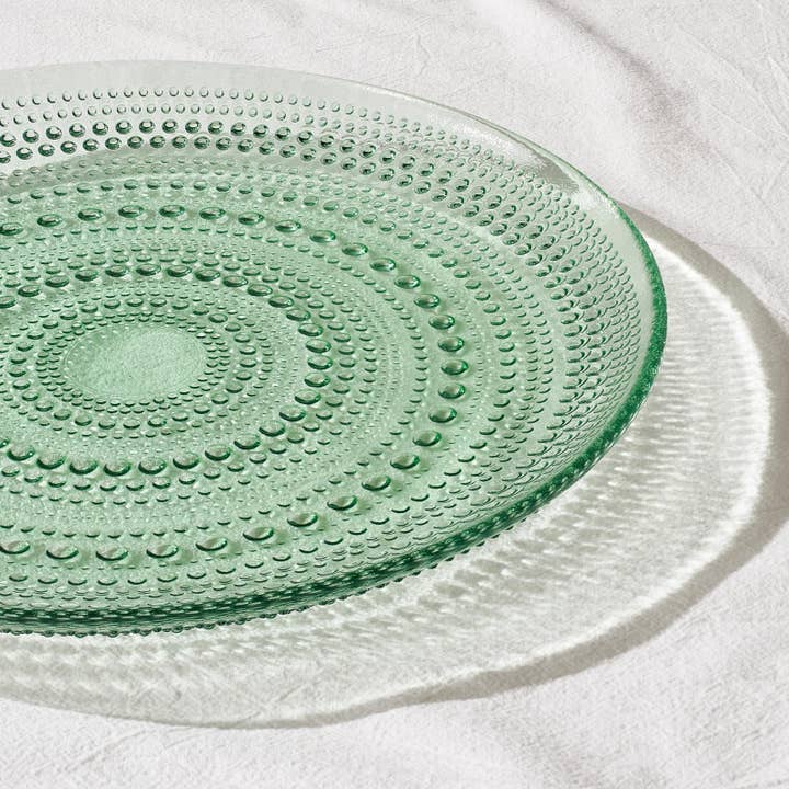 The Wine Savant / Khen Glassware - Wholesale Dinner plate - Glass Hobnail Dinner or Charger Plates | Set of 4 | Green3