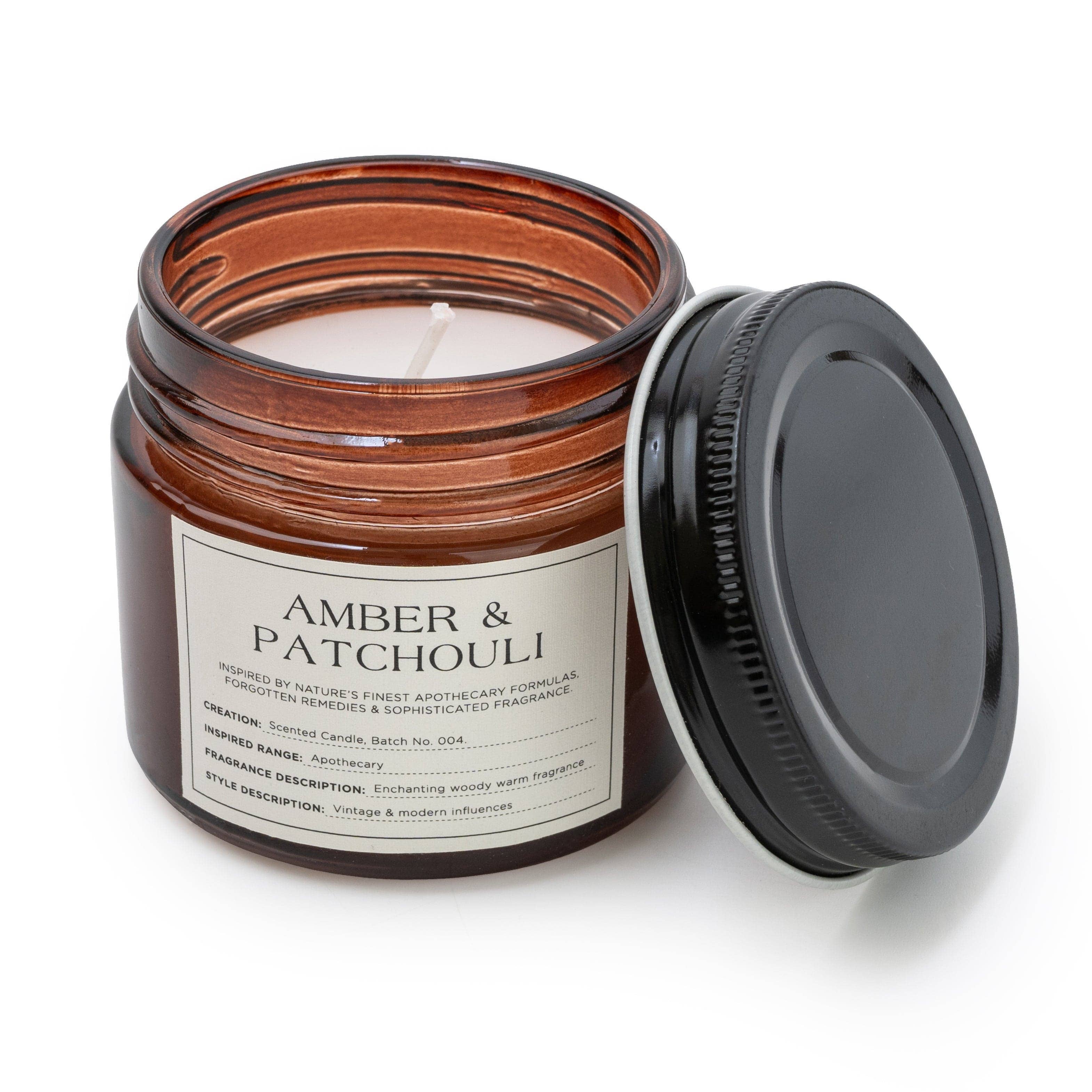 Candlelight Products Ltd – wholesale Jar/filled candle – Small Glass Jar with Metal Lid Amber & Patchouli 6PK3