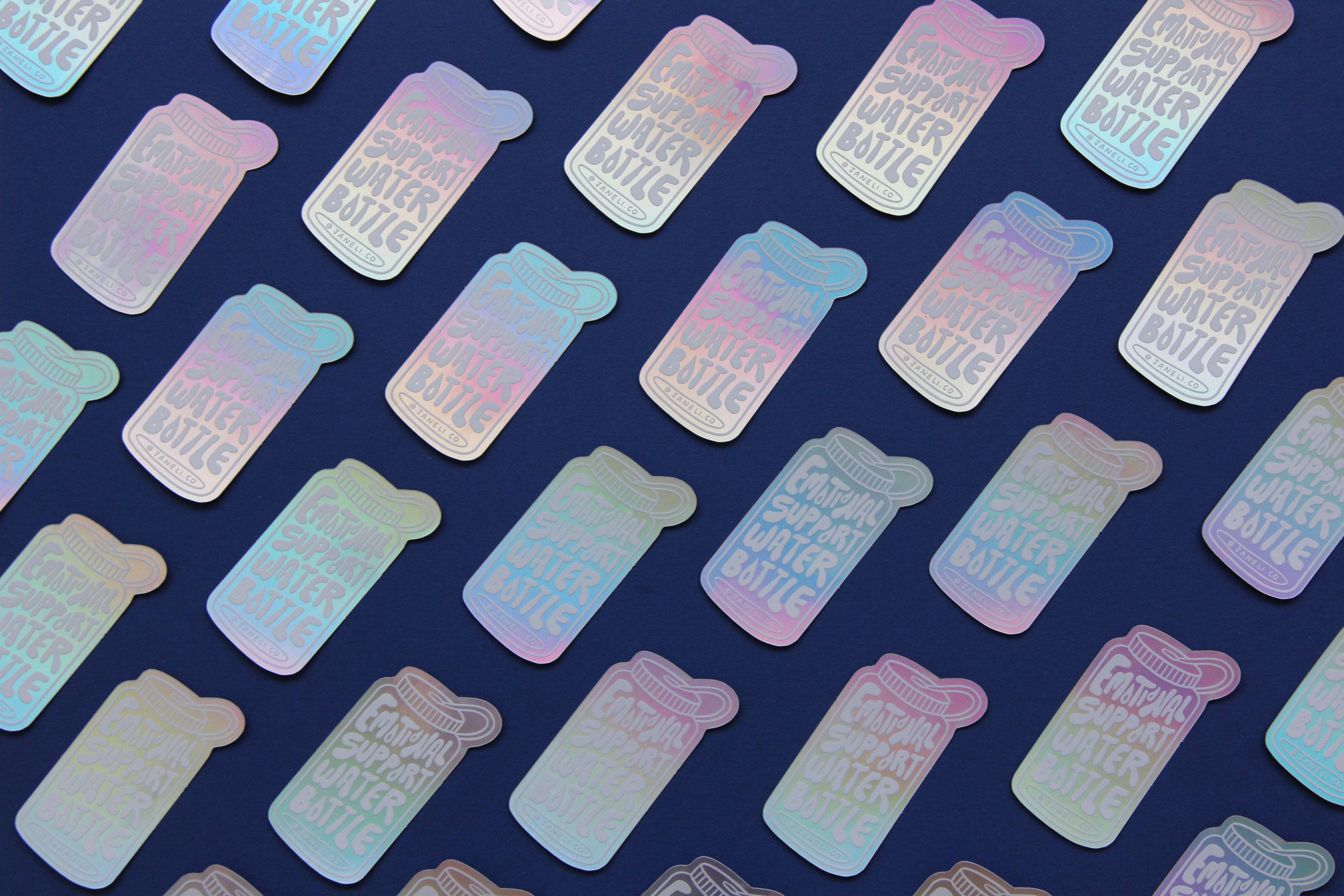 JaneLi.Co - Wholesale Sticker - Emotional Support Water Bottle Sticker (Holographic)1