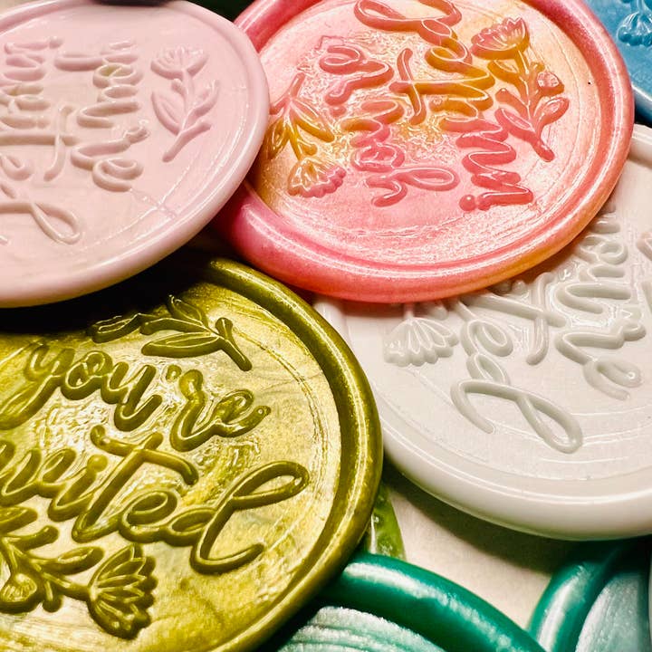 Rochambeau Home - Wholesale Sealing Wax - You're Invited Wax Seal Stickers – Elegant Script Design9