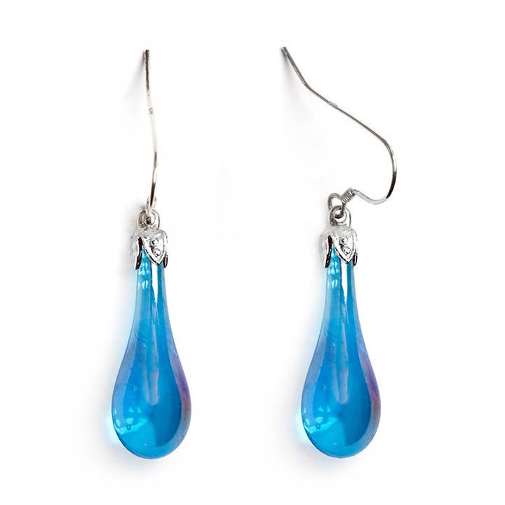 Leuchtende Aqua-Ohrringe in Tropfenform für den Großhandel von 1771 Philadelphia Glass Works