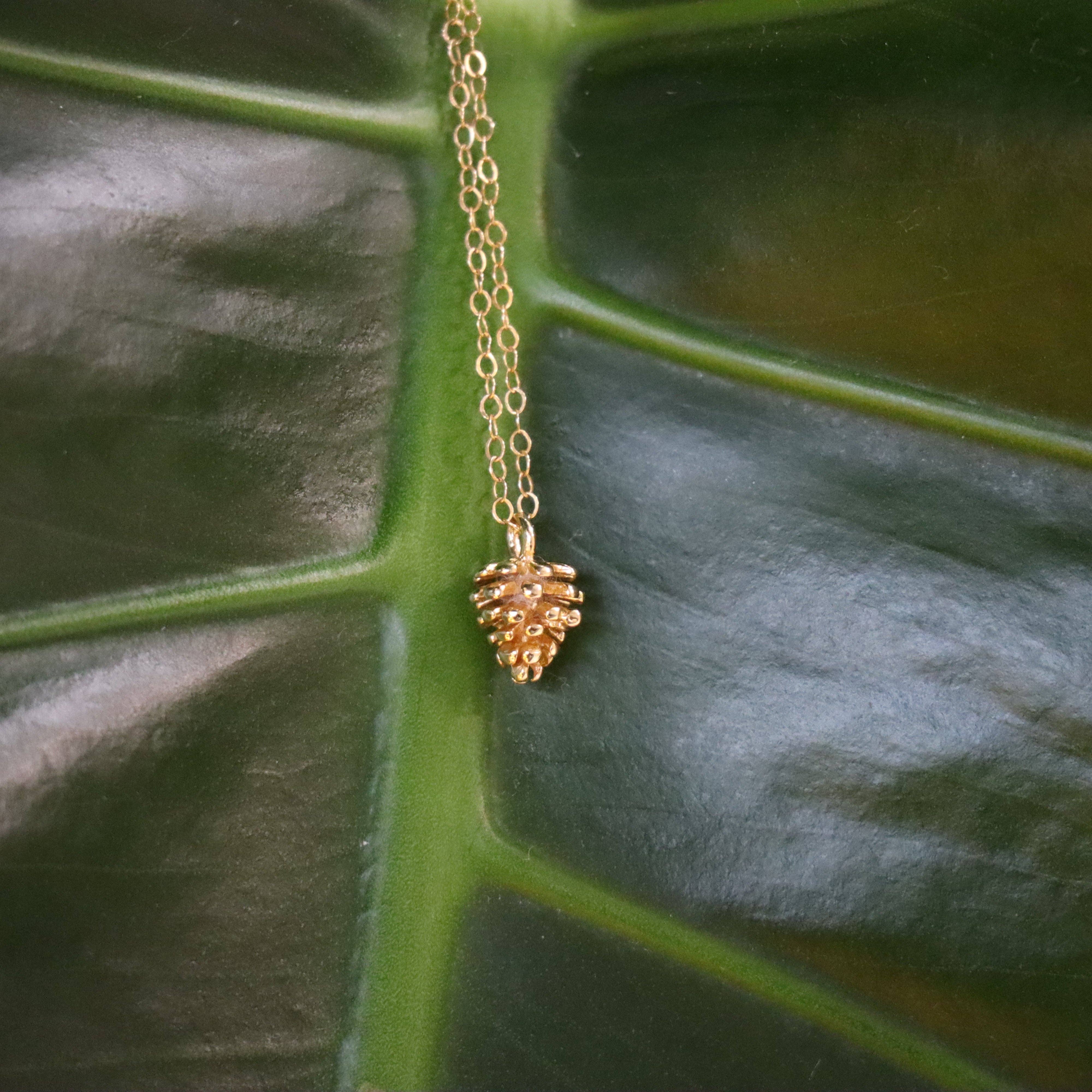 Granola Girl Outfitters - Wholesale Pendant/Charm Necklace - Mini Pinecone Necklace- 18K Gold Vermeil (Made to Order)- Nature Jewelry Gift2
