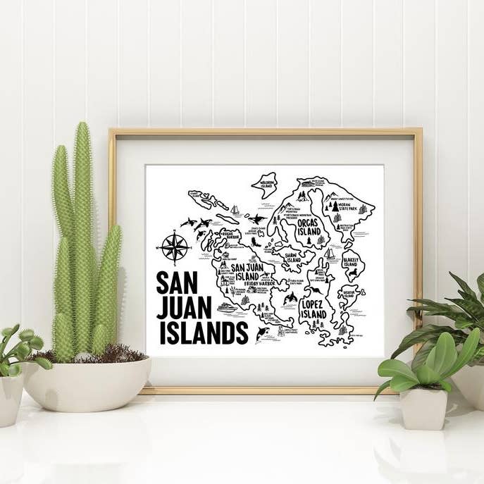 Whereabouts Shop - Wholesale Map - San Juan Islands White Map Print3