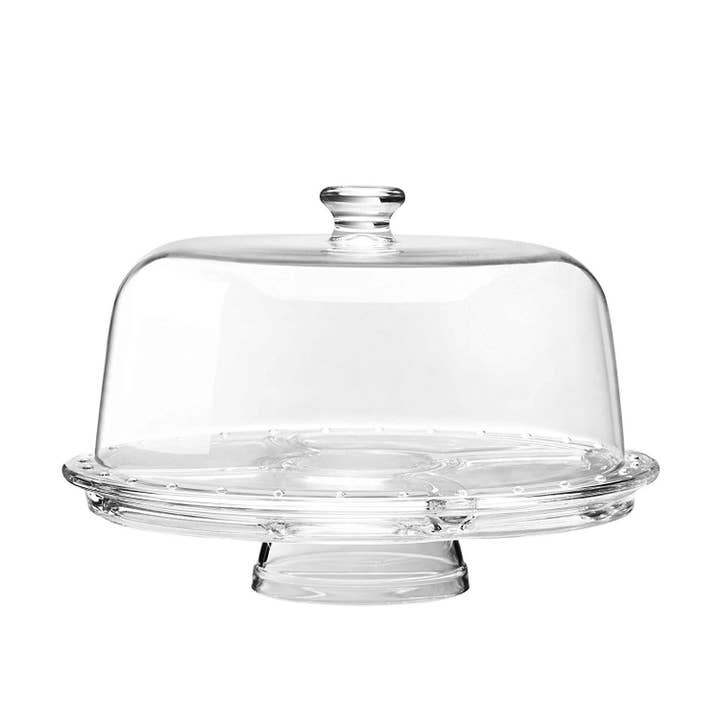 Transparent Colorless Pressed Glass Cake Stand with Dome – 4 in 1 Multiuse for wholesale on Faire1
