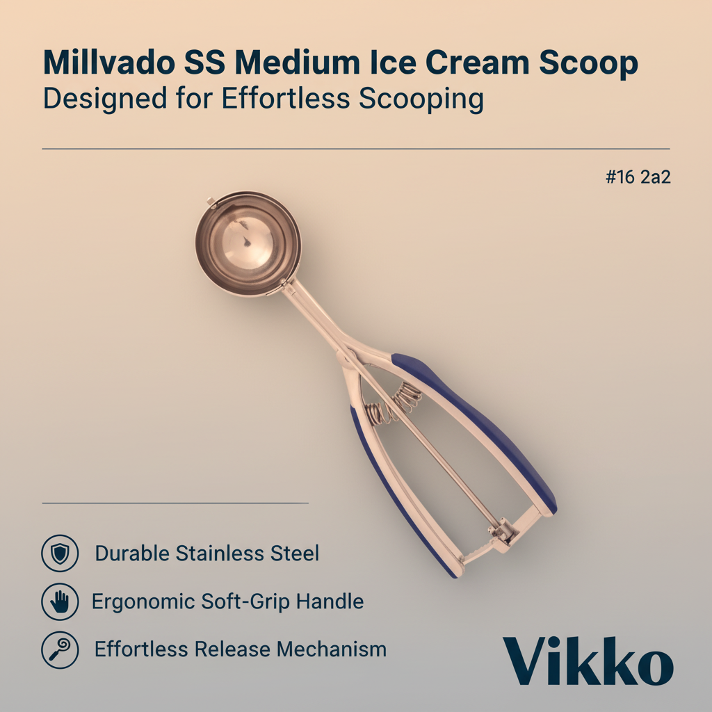 Kadra Kitchenware - Wholesale Ice Cream Scoop - Millvado SS Medium Ice Cream Scoop Soft Grip - Blue3