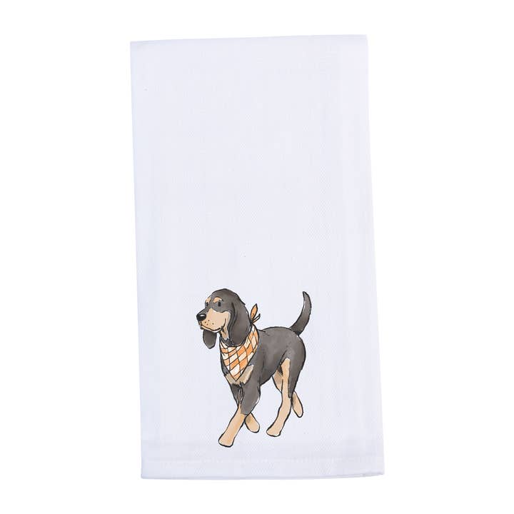 Walking Bluetick Coonhound Tennessee Tea Towel for wholesale by Barrel Down South