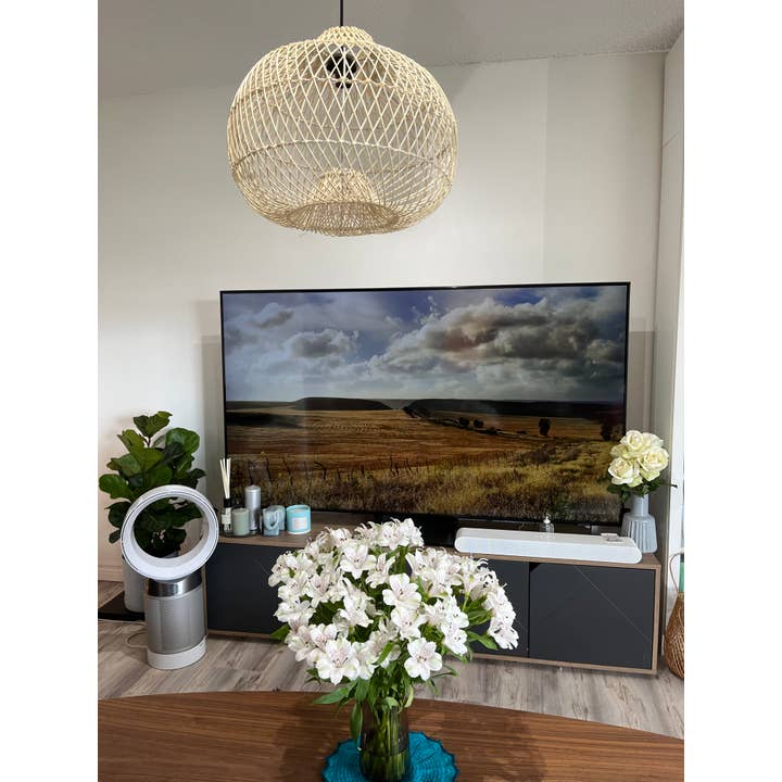 PARALUME BIANCO - Paralume in rattan fatto a mano per la vendita all'ingrosso da parte di Coucou Bamboo