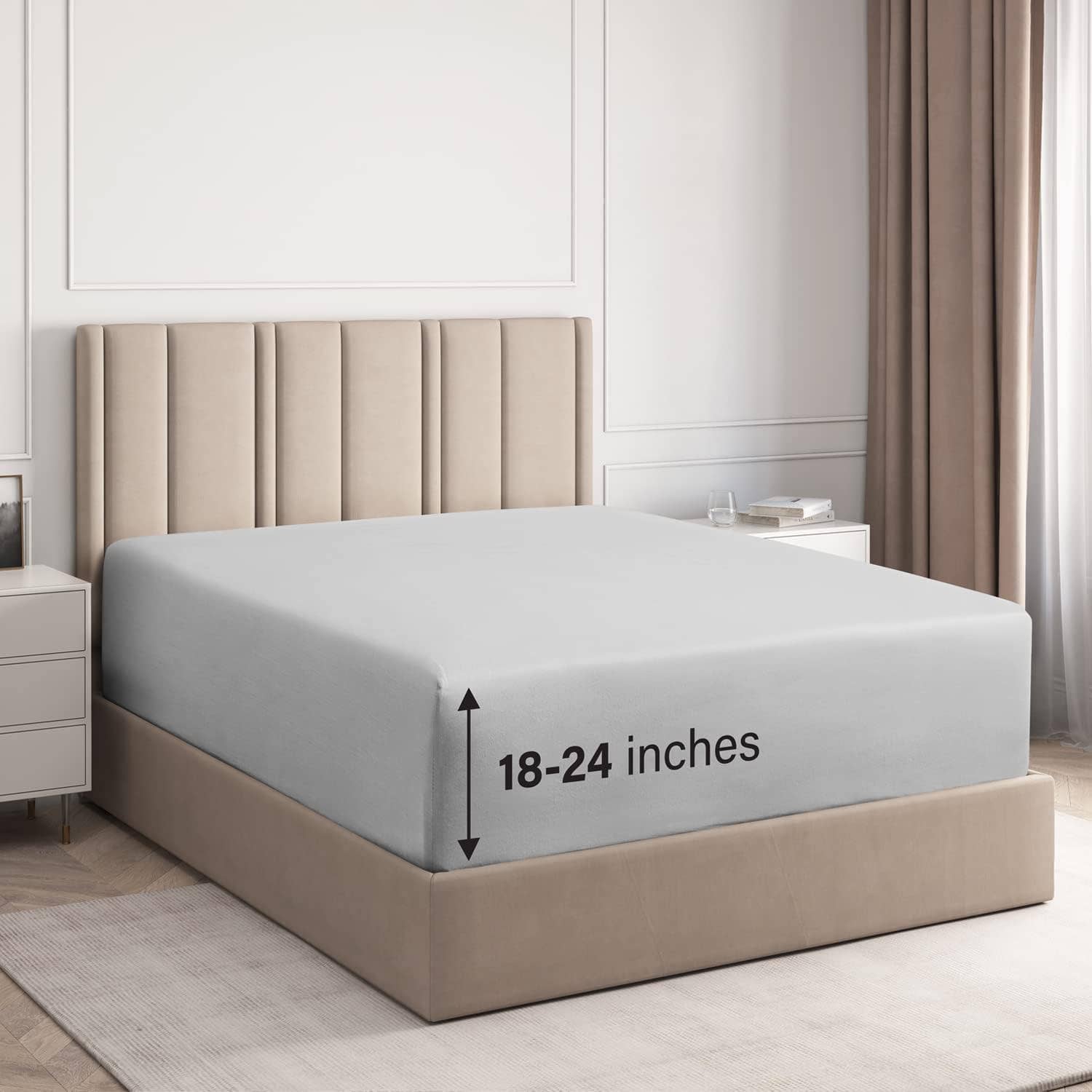 CGK Unlimited - Wholesale Fitted Sheet - 100% Cotton 400 TC Fitted Sheet Only - Fits 18"-24" Mattress30