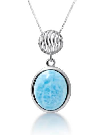 Larimar Oval pendant Olas for wholesale by Larimar Magic