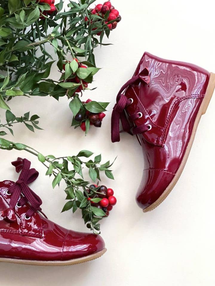 NU Patent Leather - Baby Girl Booties Brown Leather for wholesale by Pabucun Nu