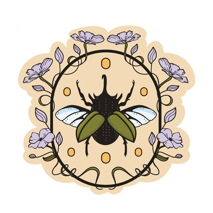 Floral Beetle - Vinyl Sticker for wholesale by Graphic Heart