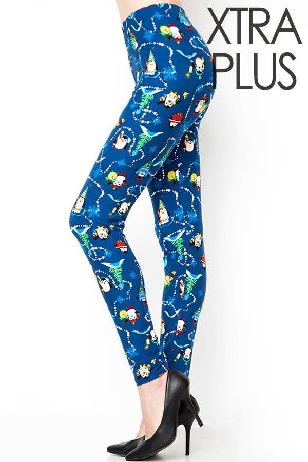 Multi Colored X-PLUS J176 XTRA PLUS SIZE CHRISTMAS PRINT LEGGINGS for wholesale on Faire