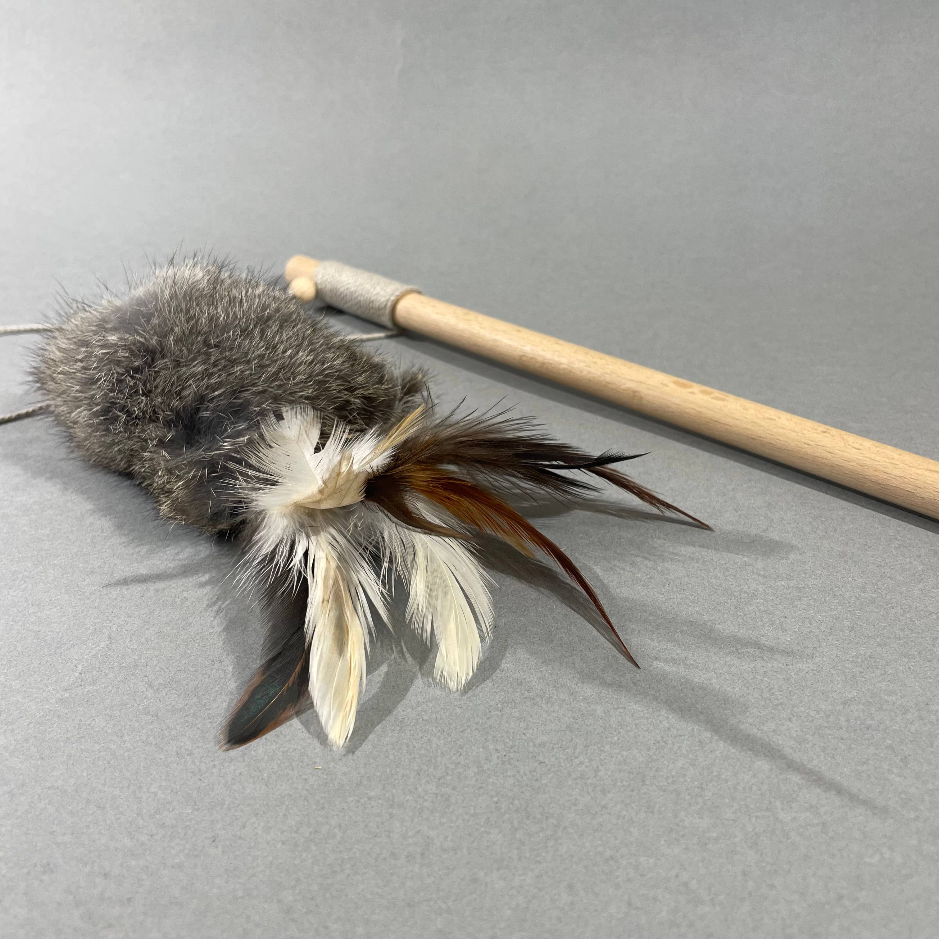 Pawsome Pet Toys - Wholesale Pet Toy - Cat - Natural wand toy, Cat teaser with rabbit fur and feathers2