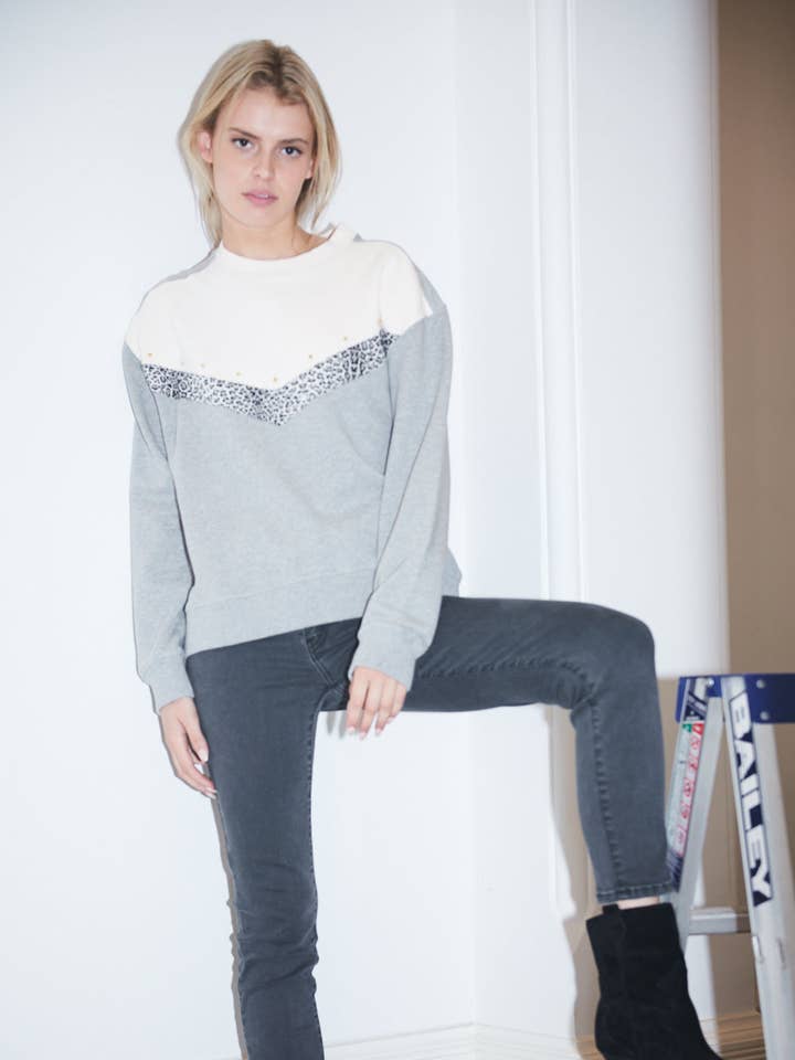 The Animal Print Stud Sweat for wholesale by Elvie & Leo
