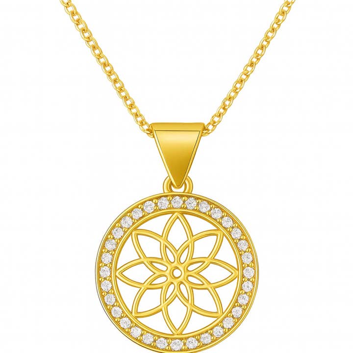 Gold-plated 925 silver necklace – Flower of Life bestseller for wholesale by Impala