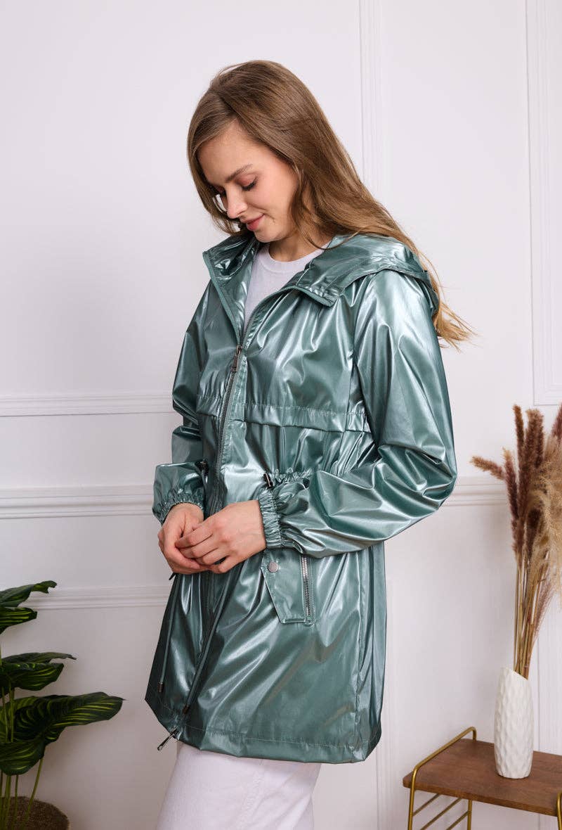 SOFTY - Wholesale Raincoat - Women's - Iridescent effect drawstring waterproof jacket S560316