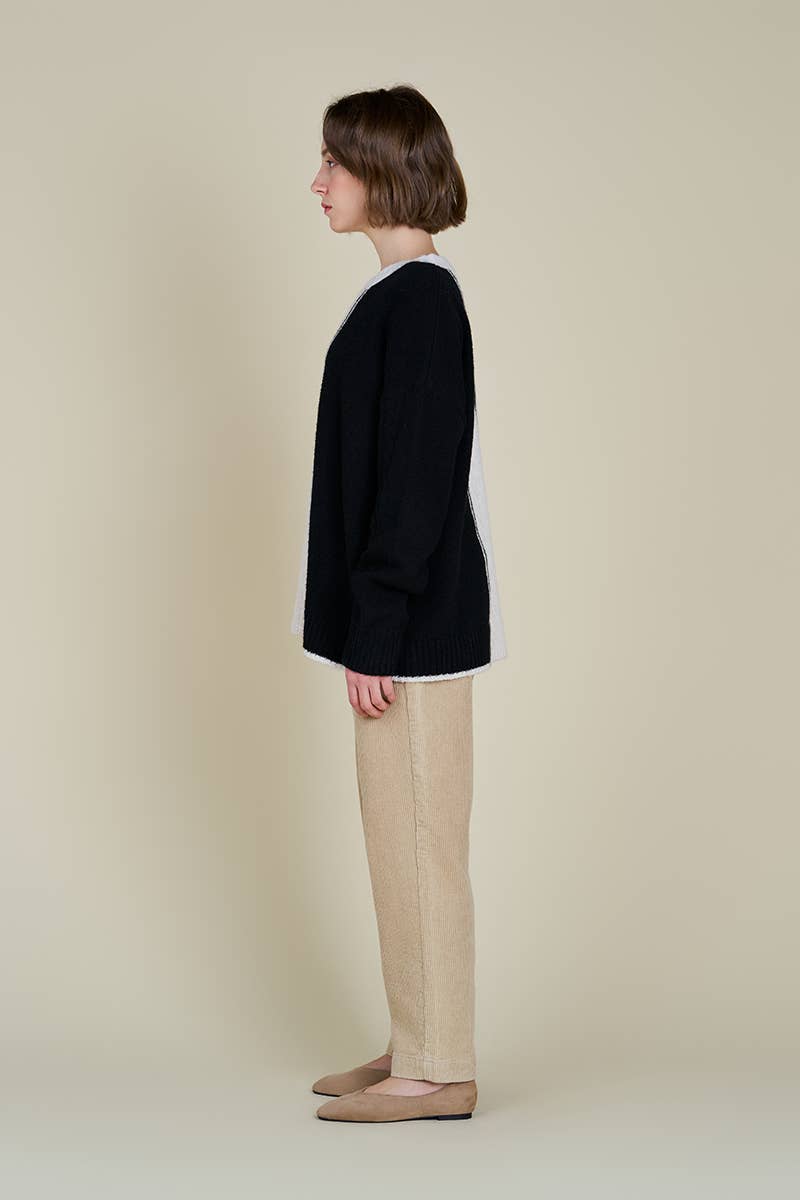 Grade & Gather - Wholesale Knit Sweater - Women's - 41758 - CABLE CONTRAST SWEATER2