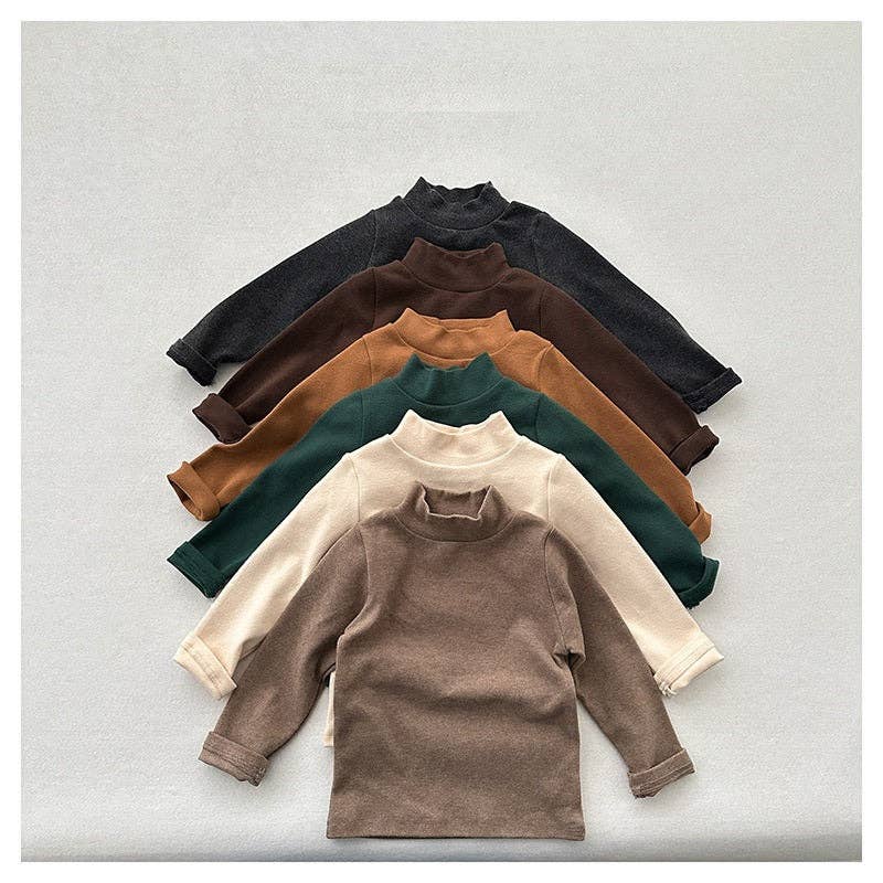 MyKids-USA® - Vente Sweat-shirt – enfant - Sweat-shirt uni à manches longues pour bébé et enfant unisexe – Haut polyvalent pour l'automne/hiver avec demi-col roulé et intérieur brossé5