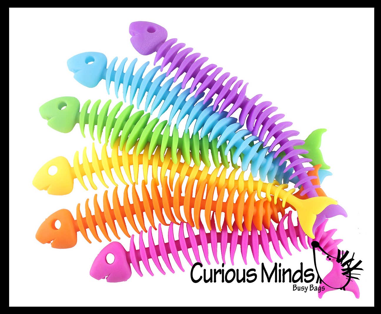 Curious Minds Toys - Vente Fidget/jouet anti-stress – enfant - 1 jouet à nouilles extensibles en forme d'os de poisson3