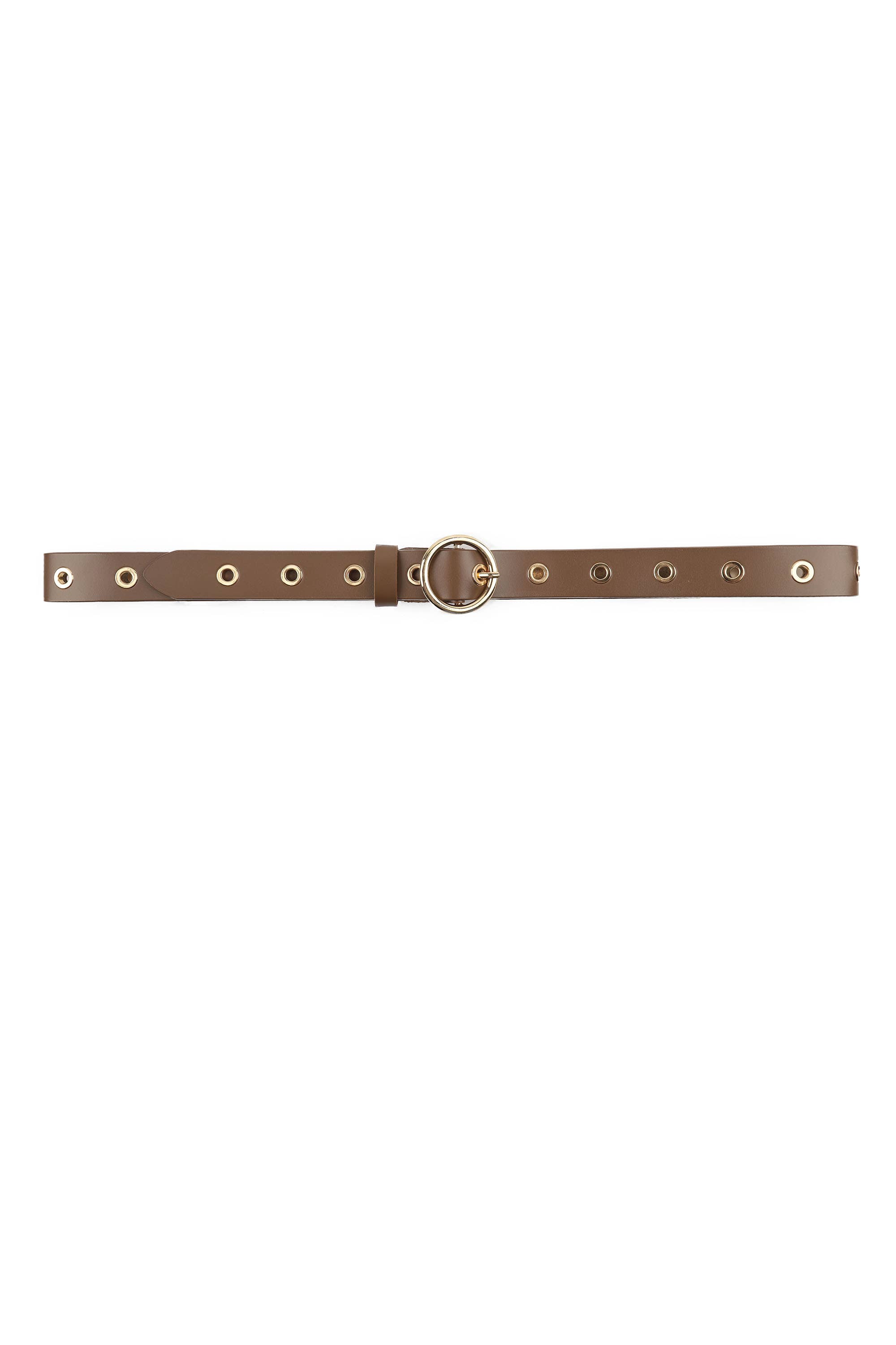PHANIE MODE - Wholesale Belt - Women's - Round buckle leather belt with eyelets C-63410