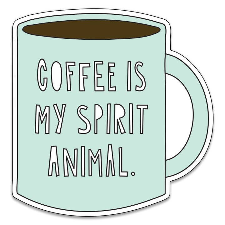 Coffee is My Spirit Animal - Autocollant vinyle 3" pour la vente par Near Modern Disaster