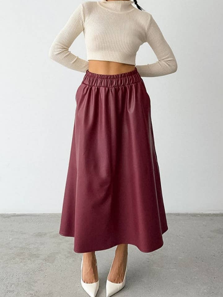 Midirock mit hoher Taille und elastischem Bund für den Großhandel von safistyle