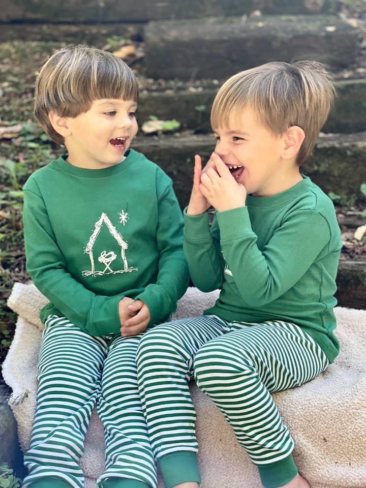 Ensemble de détente de Noël 2 pièces Nativity Green pour la vente par Little Hoot Designs