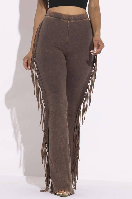 5besties inc - Wholesale Pants - Women's - Mineral Wash Fringe Detail Pants11