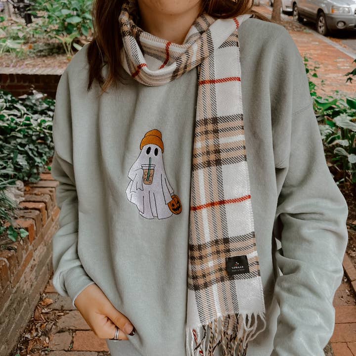 Girocollo ricamato Coffee Lover Ghost per la vendita all'ingrosso da parte di SewGenesis