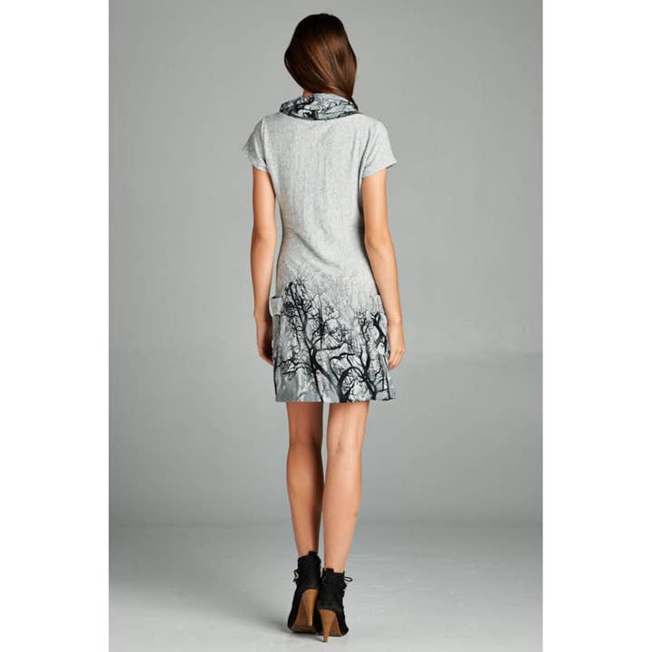 LA Soul - Wholesale Jurk - Dames - Wintertuniekjurk met boomtakjesprint en colkraag1