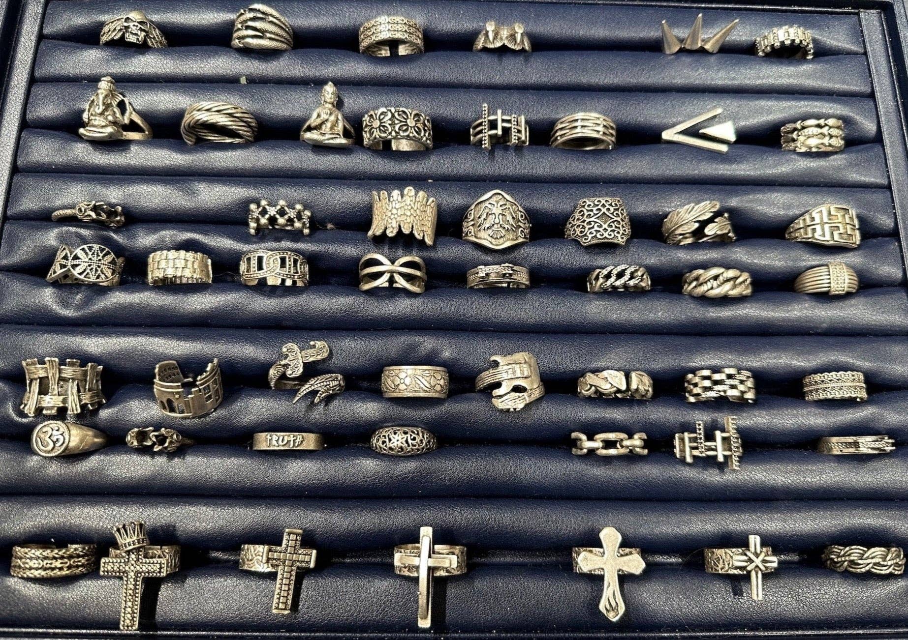 CRETE TRADING INC - Wholesale Jewelry Set - Wholesale Zamac Stainless Unisex Adjustable Rings MIX Design4