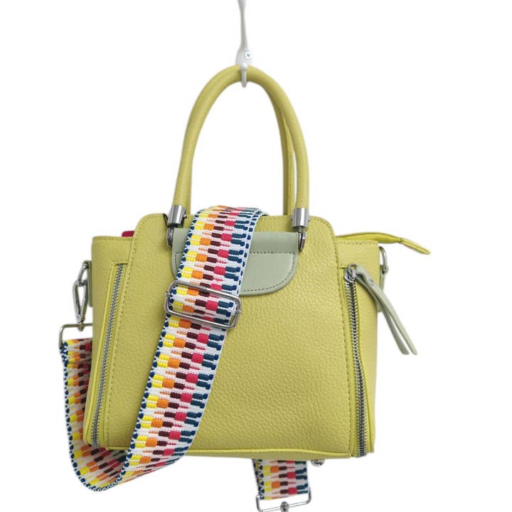 Silver Hardware Soft Pu Two-toned Top Handle Bag -(2 Straps) for wholesale by Superbia