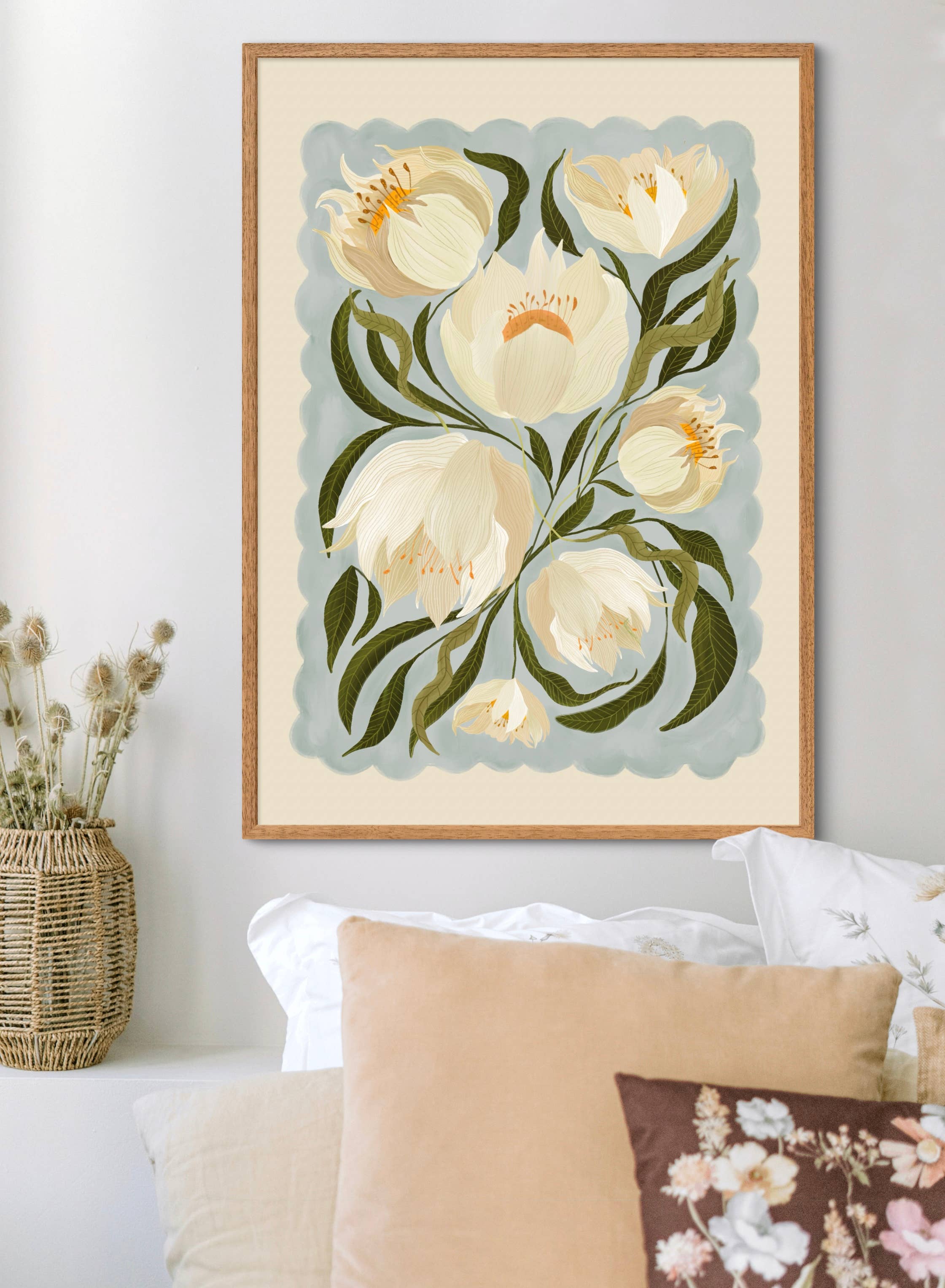 Kate Fox Design – Großhandel Kunstdruck – Weiße Pfingstrose, Kunstdruck, neutraler Druck, handgezeichnet, skurril0