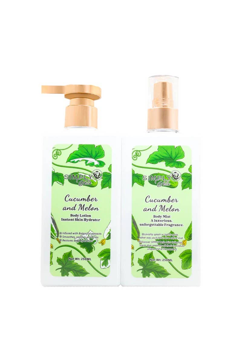 PINEAPPLE Beauty – Conjunto de banho e corpo por atacado – Conjunto de Loção Corporal e Névoa Corporal Simply Bella SLBM009 Pepino -42