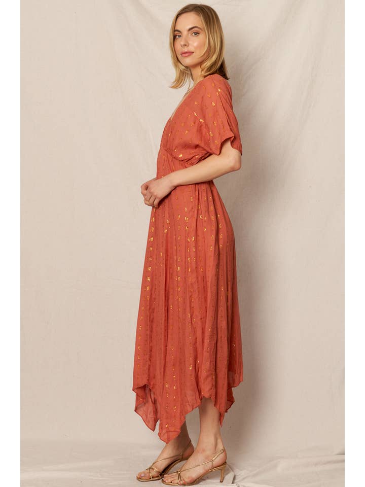 En Crème - Wholesale Dress - Women's - Kimono Sleeve Lurex Polka Dot Maxi Dress2