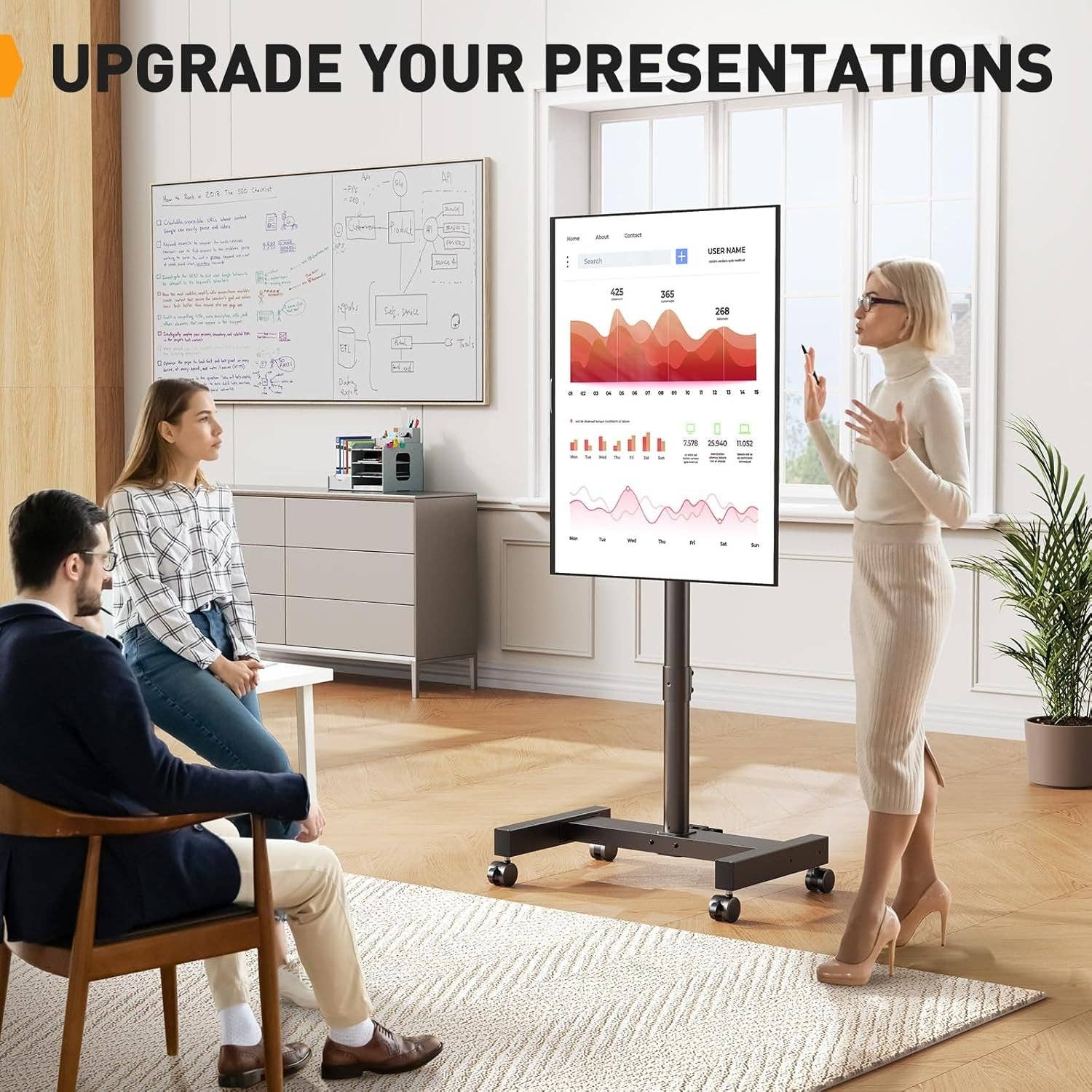 ShipItFurniture - Wholesale Console Table - Rolling TV Stand With Power Outlet For 26 To 50 Inch TVs Tilting Wheels4