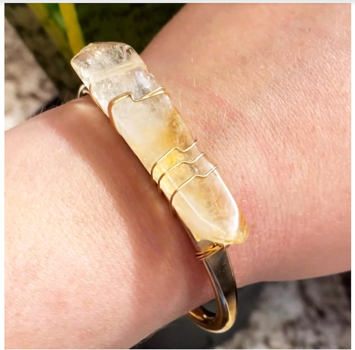 Etymology Jewelry – Engroshandel Manchetarmbånd – Krystalarmbånd med citrin – håndlavet vintage bangle1