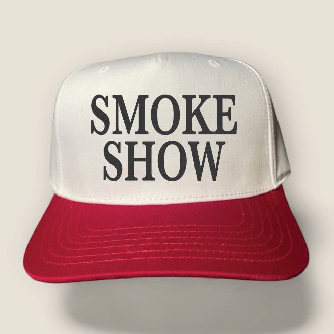 Happi Style - Wholesale Trucker Hat - Unisex - Smoke Show Classic Trucker Hat | White/Red1